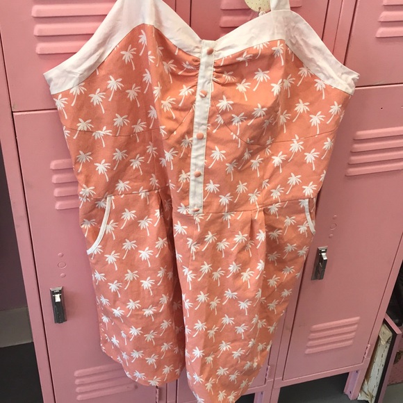 NWT Lindy Bop Palmer playsuit in peach palm tree - Picture 2 of 6